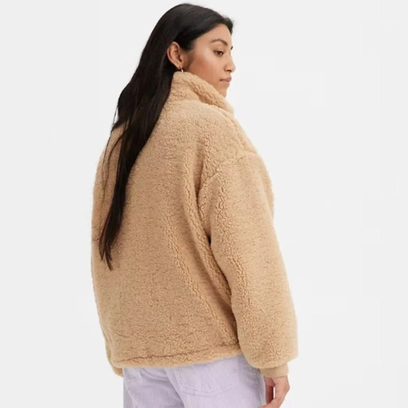 Levi's Sherpa Fleece Soft Jacket Coat Sesame Brown Tan Sz Small - Picture 3 of 9